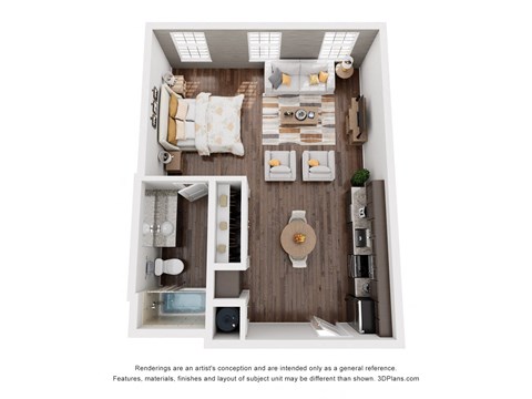 Floor plan for studio, 1 bath, 450 sqft
